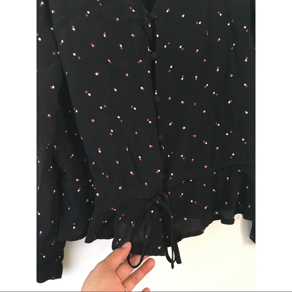 Rails Blouse Polka Dot Ruffle Black Extra Small - Picture 11 of 13
